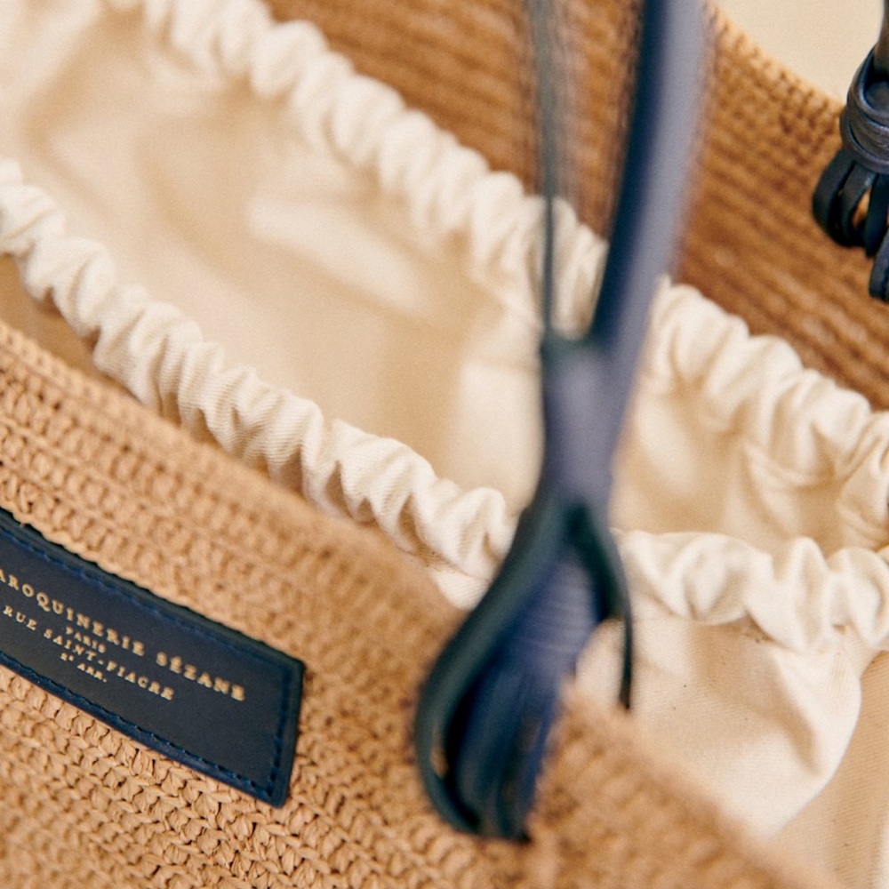 Sezane Justine Basket bag with navy - Picture 10 of 14